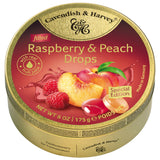 Raspberry & Peach Filled Hard Candy Drops | 6 Ounce Tin