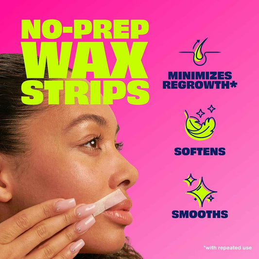 Nair Hair Remover Wax Ready Strips, Face and Bikini Hair Removal Wax Strips, Orchid and Cherry Blossom Extracts, Dermatologist Tested