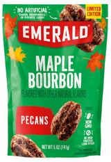 Emerald Maple Bourbon Pecans (1-Pack) | 5oz Resealable Bag | Kosher Dairy Certified, Non-GMO, Contains No Artificial Preservatives, Flavors or Synthetic Colors