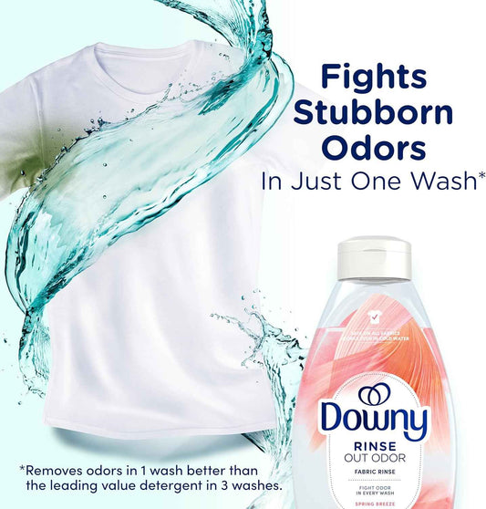 Downy Rinse Laundry Odor Remover, Spring Breeze Scent, 48 FL OZ, Fabric Softener and Laundry Odor Removal Rinse