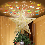 Christmas Tree Topper Lighted with 6 Projection Slides, PliMook Snowflake Christmas Tree Topper LED Rotating 3D Lighted Tree Toppers Glitter Tree Topper Projector for Christmas Tree(Silver)