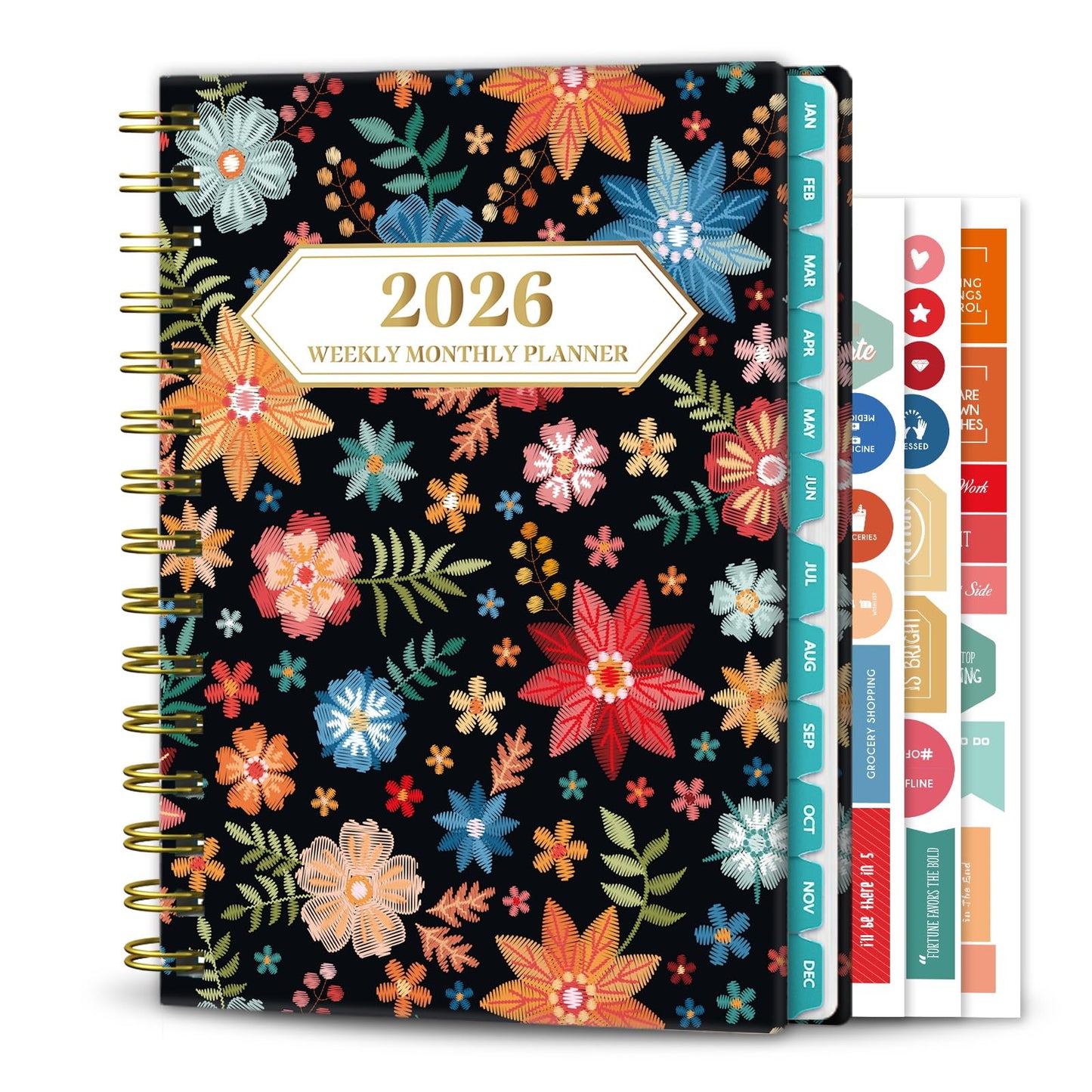 Ymumuda 2026 Planner, Daily Weekly and Monthly Planner,Jan 2026 - Dec 2026, 8.4" x 6.3", 2026 Calendar Planner Book with Tabs, Spiral Notebook with Inner Pocket for Office Home School Supplies