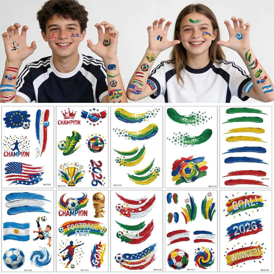 Awinmay 45 Pcs Soccer Tattoos - World Cup Temporary Tattoos for Kids,Adult,Teens,Soccer Party Favors Sports Themed Supplies Fake Tattoo Stickers,World Cup 2026 Merchandise,Kids Goodie Bag Stuffers