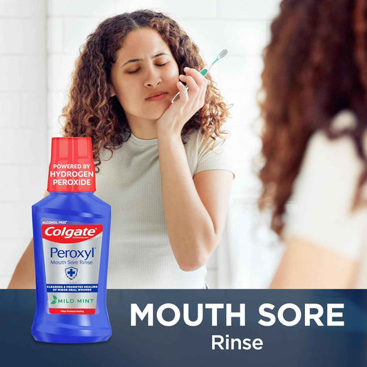 Colgate Peroxyl Antiseptic Mouthwash and Mouth Sore Rinse, 1.5% Hydrogen Peroxide, Mild Mint