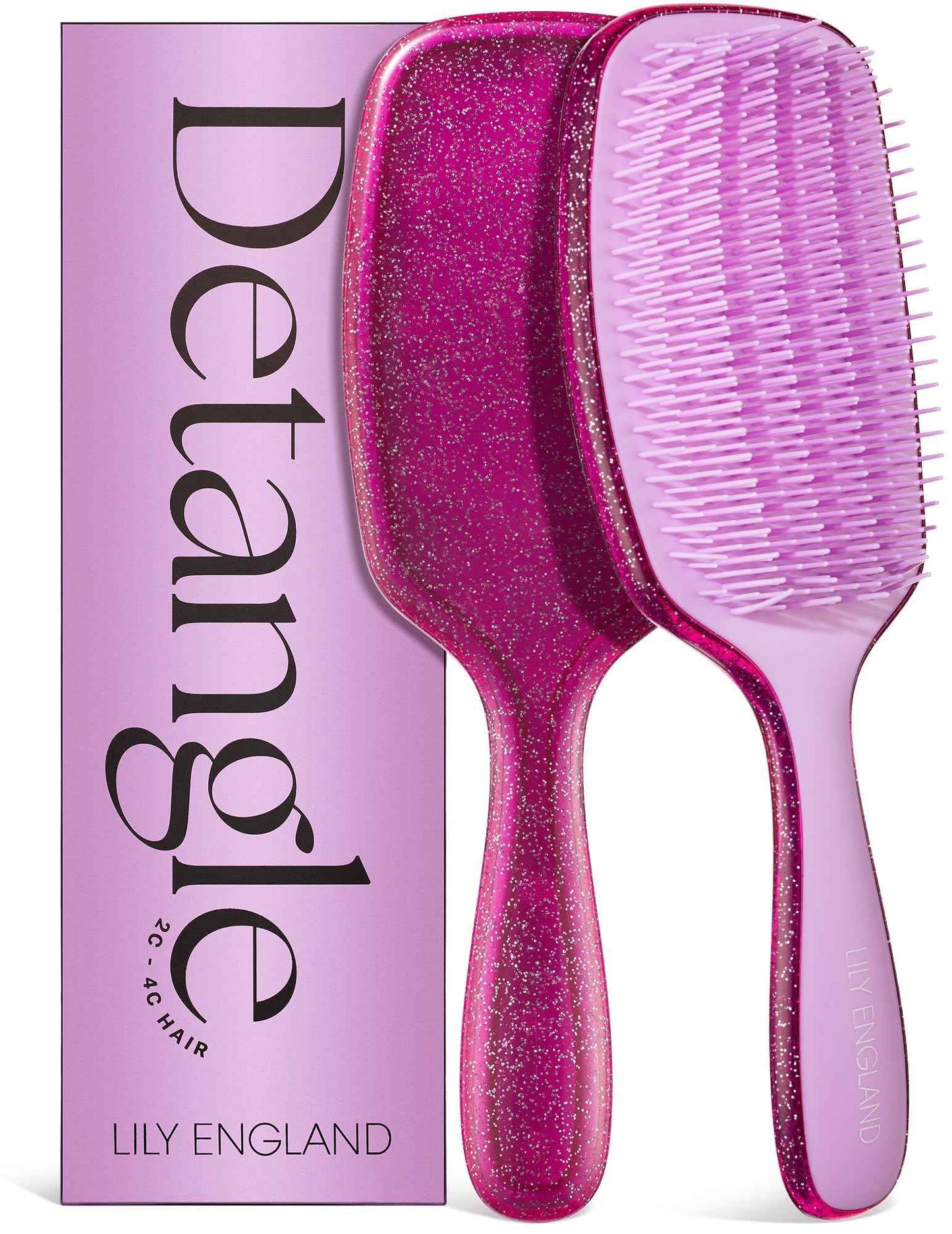 Lily England Detangling & Styling Brush - Pain-Free Brush for Curly Wet & Dry Hair With Flexible Bristles - Easy to Hold Brush for Women's 3c to 4c Curls