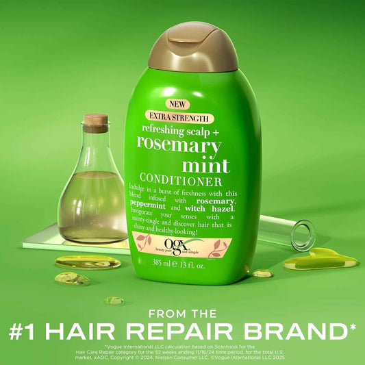 OGX Extra Strength Refreshing Scalp Conditioner, Nourishing Hair & Scalp Conditioner Infused for Healthy-Looking Hair, Sulfate-Free Surfactants, 13 fl. oz