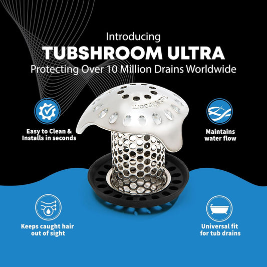 TubShroom_Ultra_Revolutionary_Bath_Tub_Drain_Protector_Hair_Catcher/Strainer/Snare,_Stainless_Steel,_Stainless_Combo