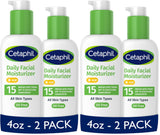 Cetaphil Daily Facial Moisturizer SPF 15, 4 Fl Oz, Gentle Facial Moisturizer for Dry to Normal Skin Types, No Added Fragrance