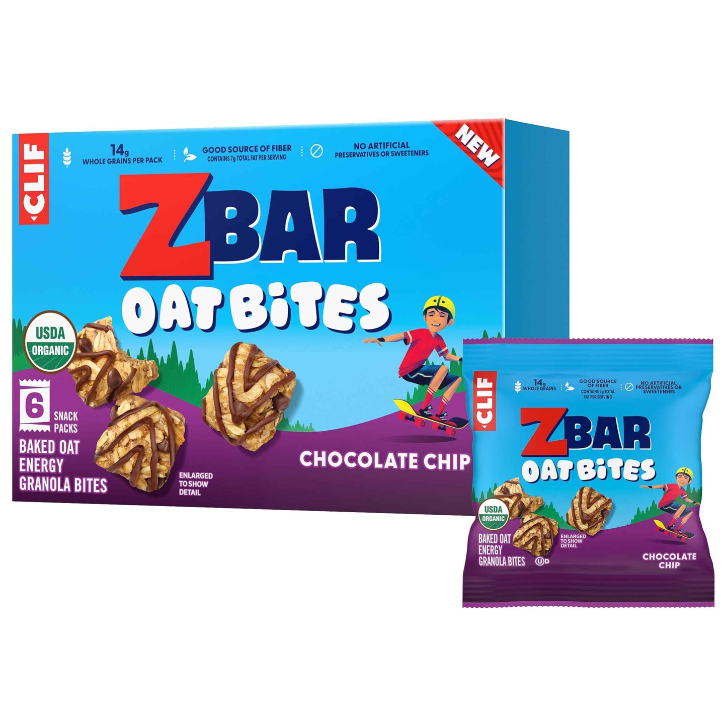 Zbar Oat Bites - Baked Oat Energy Granola Bites - USDA Organic Snacks for Kids - 14g Whole Grains (6 Snack Packs)