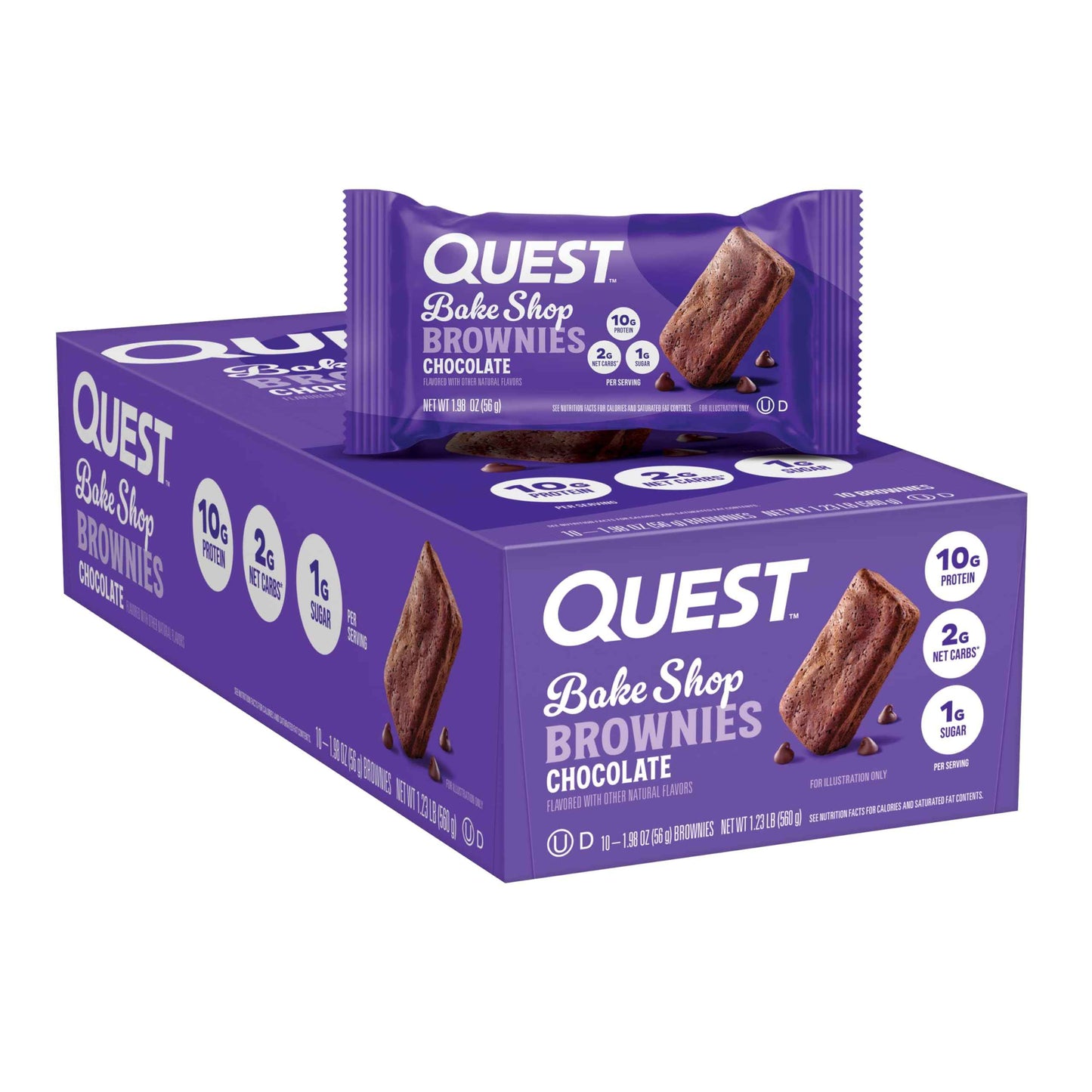 Quest Nutrition Bake Shop, Chocolate Brownies, 10g Protein, 2g Net Carbs, 1g Sugar, Protein Snack