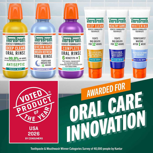 TheraBreath Deep Clean, Antiseptic Benefits, Fresh Mint Flavor, Dentist Formulated, Alcohol Free, 16 fl oz (Pack of 2)