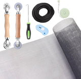 Windows Screen and Screen Door Repair Kit, 48"x118" Charcoal Fiberglass Mesh with Rolling Tool/Hook/Ruler/Cutter/Spline - Window Screen & Sliding Screen Door Replacement for Windows, TOOLTRIZ