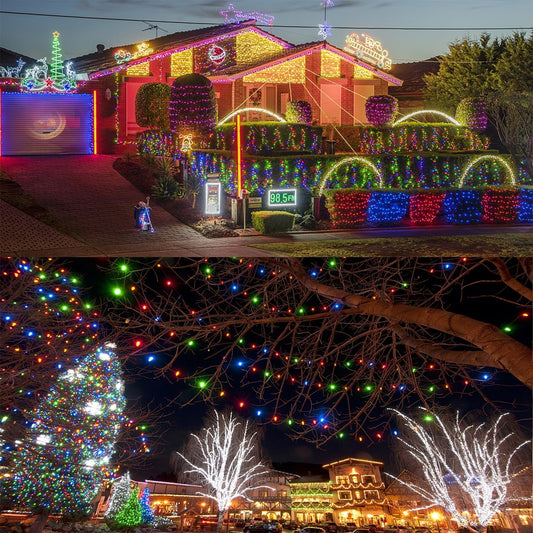WATERGLIDE_1000_LED_Christmas_String_Lights,_328_FT_Green_Wire_LED_Decorative_Fairy_Lights_with_Remote_&_8_Modes,_Waterproof_for_Outdoor_Xmas_Holiday_Party_Garden_Wedding_Home_Decor,_Multicolor