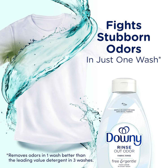 Downy Free & Gentle Rinse Laundry Odor Remover, Scent Free, 48 FL OZ, Gentle on skin, No dyes or heavy perfumes, Fabric Softener and Laundry Odor Removal Rinse