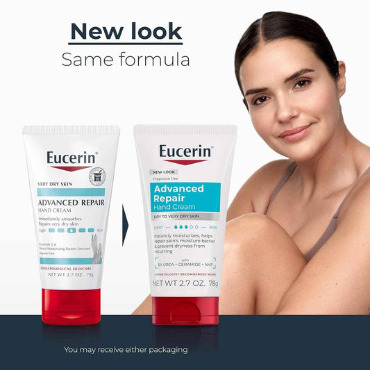 Eucerin Advanced Repair Hand Cream, Immediately Soothes and Repairs Very Dry Skin, Fragrance Free, Non Greasy, Fast Absorbing, Travel Size Hand Lotion