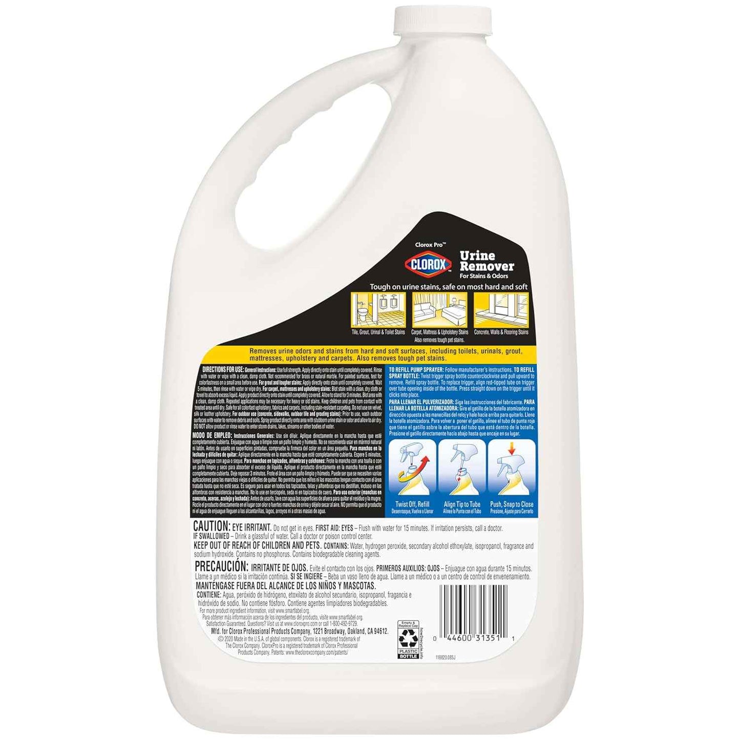CloroxPro Urine Remover for Stains and Odors Refill, 128 Ounces (Package May Vary)