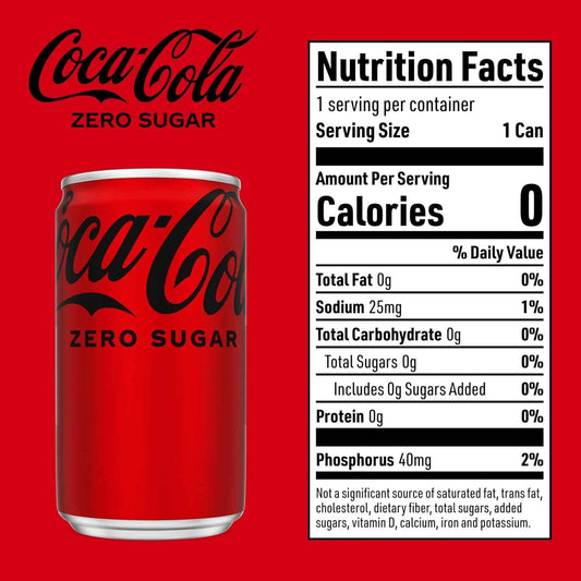 Coke Zero Sugar Mini-Can 7.5 fl oz, 6 Pack (Package May Vary)