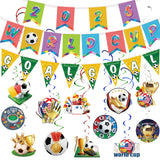 AhfuLife 24pcs Soccer Hanging Swirls for Party Decorations 2026, 12Pcs Soccer Flag Hanging Swirls and 12pcs Hanging Swirls for World Cup Home Party Decorations