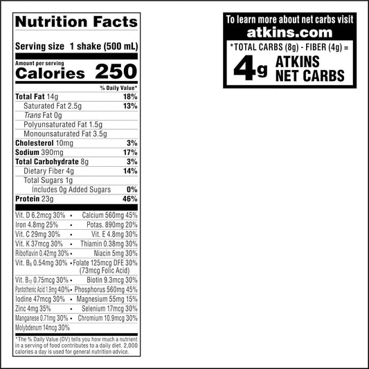 Atkins Creamy Chocolate Meal Size Protein Shake, 23g Protein, Low Glycemic, 4g Net Carb, 1g Sugar, Keto Friendly