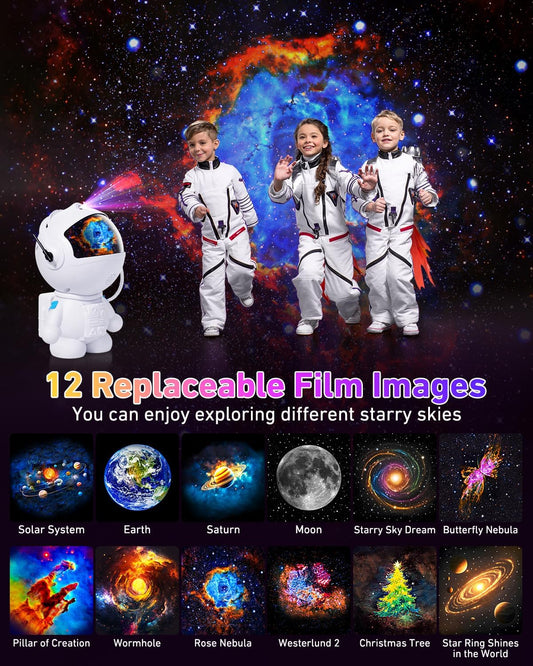 Astronaut_Galaxy_Projector,Star_Projector_with_12_Space_Films,Galaxy_Projector_for_Bedroom_with_Timer_and_360°Rotating_Magnetic_Head,Planetarium_projectors_is_Suitable_for_Kids_and_Adults_(White)