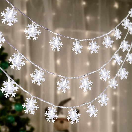 2_Packs_100_LED_Christmas_Snowflake_String_Lights_Hanging_Decorations_-_Winter_Wonderland_Lighted_Decor_for_Holiday_Xmas_Indoor_Outdoor_Party_Supplies_(42.6ft,Batteries_Not_Included)