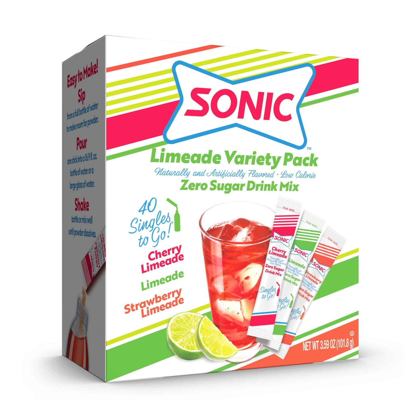 Sonic Singles To Go Powdered Drink Mix, 6 Sticks Per Box, 12 Boxes (72 Sticks Total)
