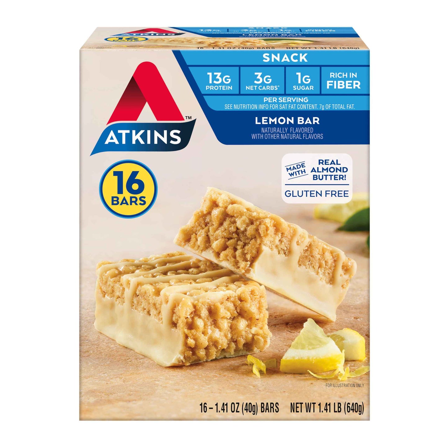 Atkins, High Protein Bar, Low Sugar and Low Carb, Keto Friendly Snack, Gluten Free, High in Fiber, Made with Real Almond Butter