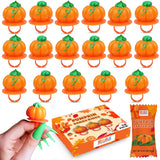 Pumpkin Candy 3D Ring Pops - 18 Individually Wrapped Suckers Bulk Pack - Fall Candy Party Favors