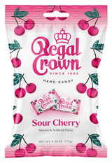 Regal Crown Sour Cherry Candy | Traditional Sour Cherries Candy | Tart and Tangy Old Fashioned Sour Cherry Hard Candy Brought To You By Iconic Candy | 6.25oz Peg Bag (1)