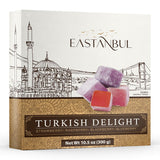 Eastanbul Turkish Delight, 10.5oz, Turkish Delights Candy Assorted Strawberry, Blackberry, Raspberry & Blueberry Flavor, International Candy, Lokum, Plain, Gluten Free, No Synthetic Ingredient, Vegan