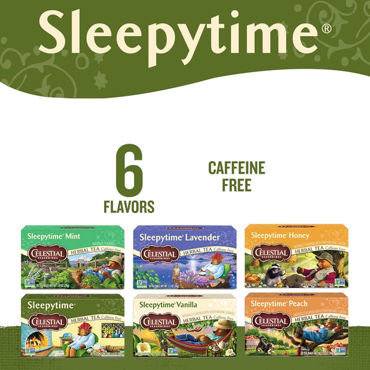Celestial_Seasonings_Sleepytime_Herbal_Tea,_Variety_Pack_-_Caffeine_Free_Sleep_Tea,_20_Tea_Bags_Per_Box_(Pack_of_6)