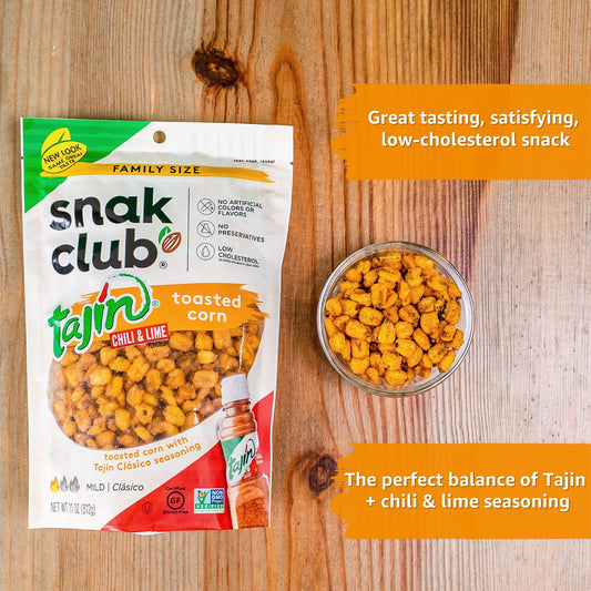 Snak_Club_Tajin_Toasted_Corn,_Roasted_Corn_Nuggets_with_Chili_and_Lime_Seasoning,_Mild,_Non-GMO,_Gluten-Free,_Kosher_Snack,_No_Artificial_Colors_or_Flavors,_Low_Cholesterol,_11_oz_Resealable_Bag