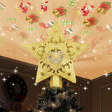 Christmas Tree Topper, 3D Rotating Silver Snowflake Pattern Projector for Xmas Tree Topper, Hollow Design Christmas Decorations, Christmas Decor