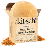 Kitsch Exfoliating Sugar Body Scrub Bar Soap – Polishing Soap Bar with Granules, Walnut Shell & Coconut Oil – Hydrating Exfoliating Body Scrub for Smooth, Glowing Skin Care – Made in the USA - 4 oz
