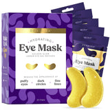 DERMORA Golden Glow Under Eye Patches - Rejuvenating Treatment for Dark Circles, Puffy Eyes, Travel & Wrinkles - Comfortable Skin Care
