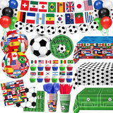 Soccer Birthday Party Decorations Includes Plates, Napkins, Cups, Banner, Hanging Swirls, Tablecloths, Balloons, Cupcake Toppers for 2026 Soccer Party Decorations, Serves 24