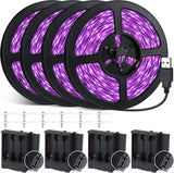 16.4FT/32.8FT Black Light/Warm White/Day light Strip with USB Plug + Battery Box, Adhesive LEDs Blacklight Fixture, Battery & USB Operated for Glow Neon Party Birthday Glass Cabinet Fluorescent Poster Fishing Boat