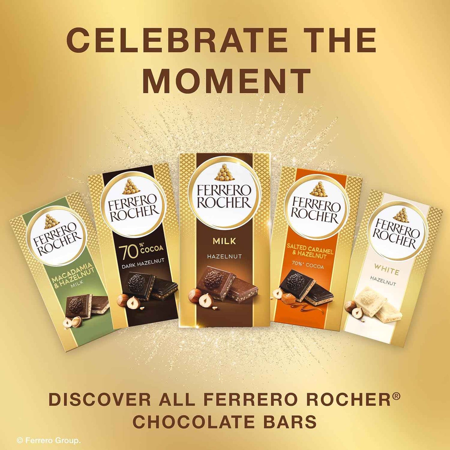 Ferrero Rocher premium chocolate bar, Dark chocolate bar, Hazelnuts and Cocoa Filling, Perfect Self Treat, 3.1 oz Each
