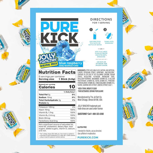 PURE KICK Energy Singles To Go Drink Mix, Includes 12 Boxes with 6 Packets in each Box, 72 Total Packets