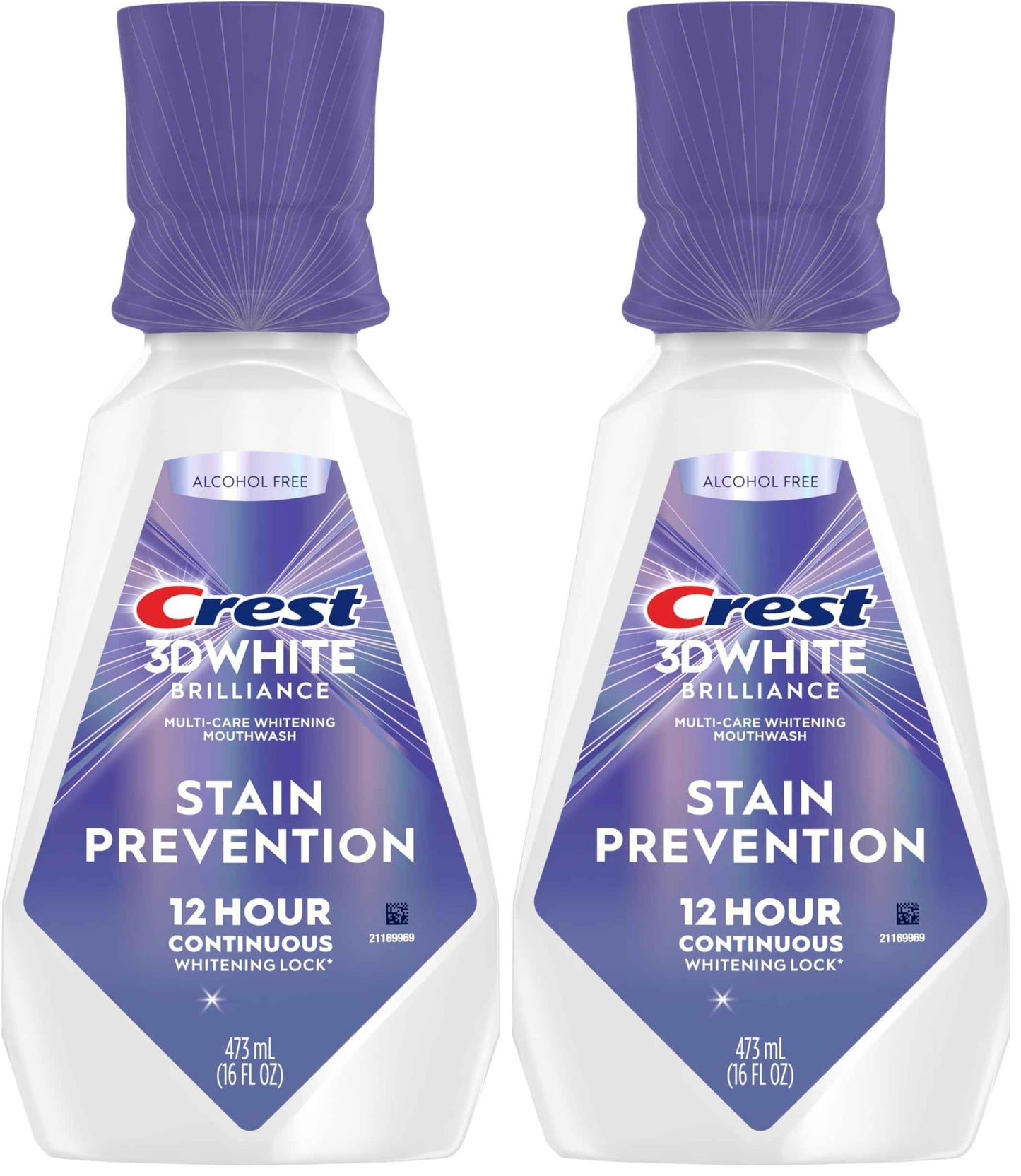 Crest 3D White Brilliance Stain Prevention Mouthwash/Rinse 473 mL- 12-Hour Stain Prevention, Alcohol Free