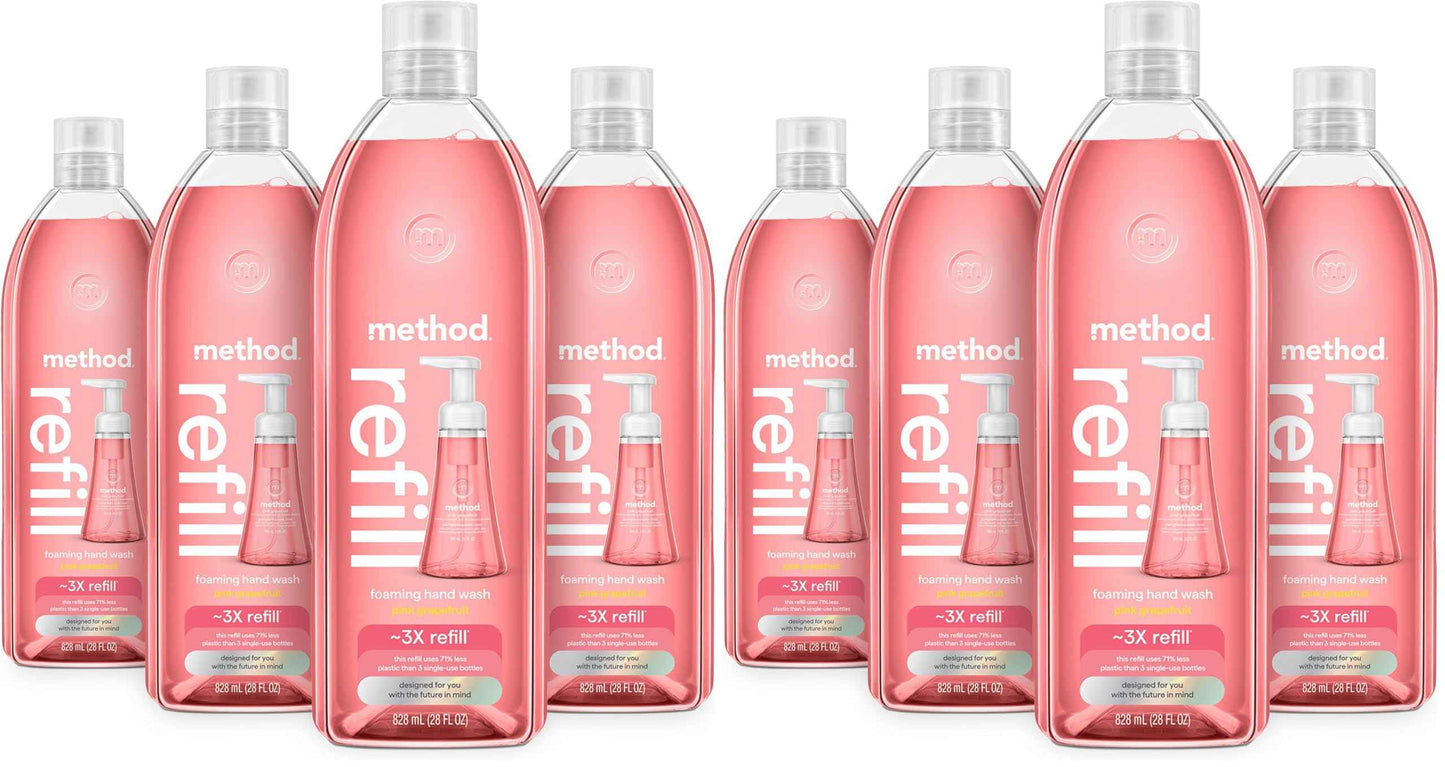 Method Foaming Hand Soap Refill, Pink Grapefruit, Recyclable Bottle, 28 fl oz