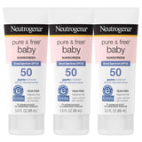 Neutrogena Pure & Free Baby Mineral Sunscreen Lotion with Broad Spectrum SPF 50 & Zinc Oxide, Water-Resistant, Hypoallergenic & Tear-Free Baby Sunscreen, 3 fl. oz, 3 pk