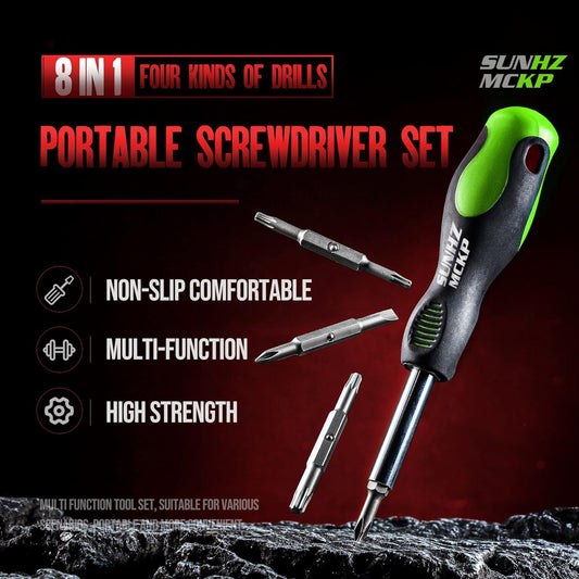 SUNHZMCKP_8_in_1_Screwdriver,_Portable_multi-purpose_screwdriver_set,High-Strength_Bits,_Phillips,_Slotted,_Torx,Suitable_for_outdoor_and_daily_repair_tools,Practical_hand_tools