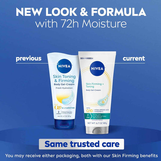 NIVEA Skin Firming & Toning Body Gel Cream with Q10, Hyaluronic Acid and Vitamin C, Clinically Tested Skin Firming & Toning Cream, 72-Hour Moisture