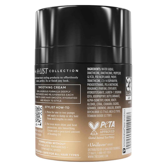 TRESemmé Smoothing Cream 1 ct A-List Collection for Frizz-Control & Deep Hydration, Developed & Safe for All Hair Types, 3.04 FL OZ