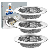 MR.SIGA Kitchen Sink Strainer, Stainless Steel Sink Drain Strainer, Dishwasher Safe, Outer Diameter 4.4 inch/11.2cm, Inner Diameter 3 inch/7.6cm, Pack of 3