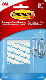 Command Clear Replacement Strips, Re-Hang Indoor Clear Hooks, 9 strips (17021CLR-ES)