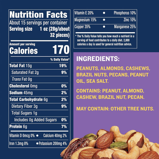 PLANTERS_Lightly_Salted_Mix_Nuts,_Party_Snacks,_Plant-Based_Protein,_15_Oz_Canister