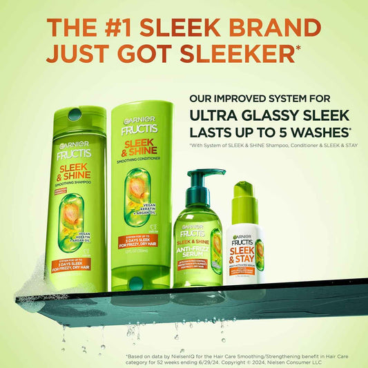 Garnier Fructis Sleek & Shine Set for Frizzy, Dry Hair, Plant Keratin + Argan Oil
