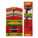 Jack Link's Jalapeno Beef & Cheese Combo, Spicy Snack Pack, Made with 100% Beef and Real Wisconsin Cheese, 8g protein, Individually Wrapped Snacks - 1.2 Ounce (Pack of 16)